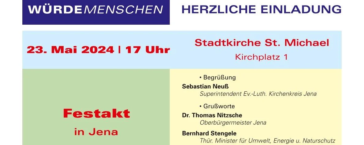 Einladung Würdemenschen 23.5.24 um 17 Uhr Stadtkirche St.Michael in Jena